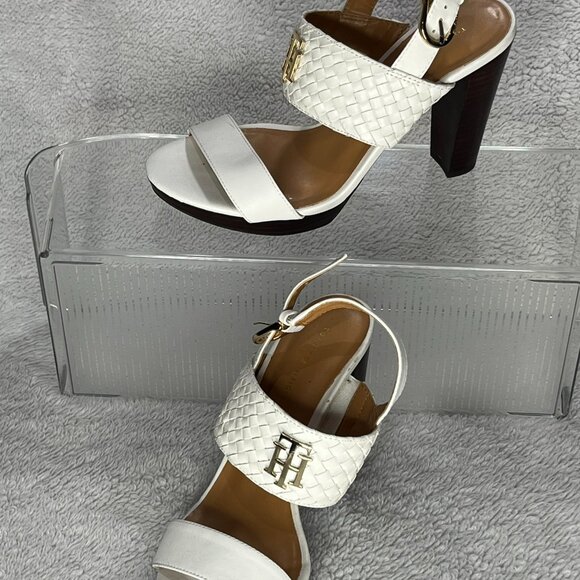 Tommy Hilfiger women's white ankle strap heels size 8 - Picture 2 of 7